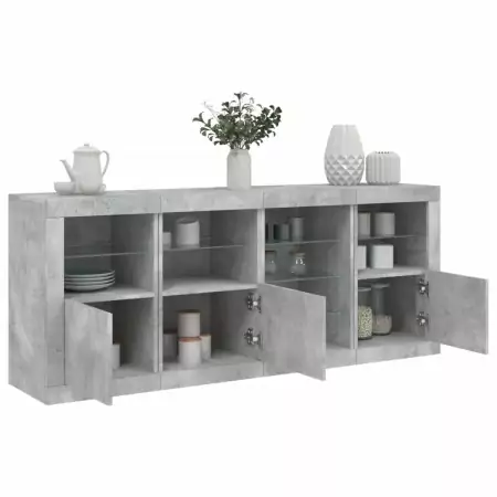 Credenza con Luci LED Grigio Cemento 164x37x67 cm