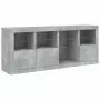 Credenza con Luci LED Grigio Cemento 164x37x67 cm