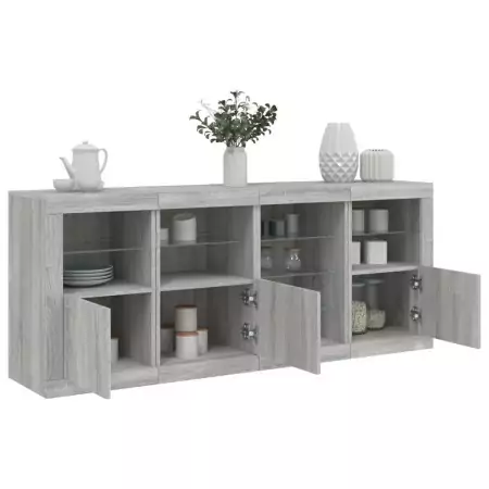 Credenza con Luci LED Grigio Sonoma 164x37x67 cm