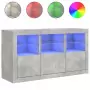 Credenza con Luci LED Grigio Cemento 123x37x67 cm