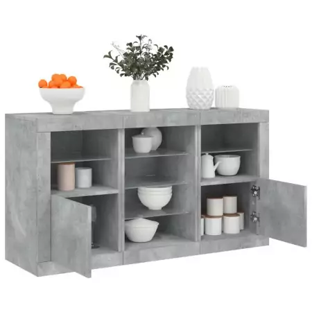 Credenza con Luci LED Grigio Cemento 123x37x67 cm