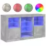 Credenza con Luci LED Grigio Cemento 123x37x67 cm