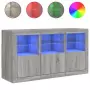 Credenza con Luci LED Grigio Sonoma 123x37x67 cm