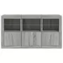 Credenza con Luci LED Grigio Sonoma 123x37x67 cm