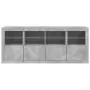 Credenza con Luci LED Grigio Cemento 163x37x67 cm