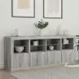 Credenza con Luci LED Grigio Sonoma 163x37x67 cm