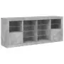 Credenza con Luci LED Grigio Cemento 163x37x67 cm