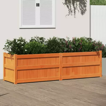 Fioriera Giardino Marrone Cera 180x50x50 cm Legno Massello Pino