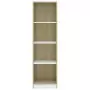 Libreria a 4 Ripiani Bianco e Sonoma 40x24x142cm in Multistrato