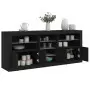 Credenza con Luci LED Nera 162x37x67 cm