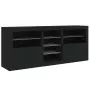 Credenza con Luci LED Nera 162x37x67 cm