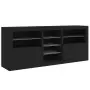 Credenza con Luci LED Nera 181,5x37x67 cm