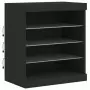 Credenza con Luci LED Nera 181,5x37x67 cm