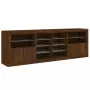 Credenza con Luci LED Rovere Marrone 202x37x67 cm