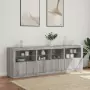 Credenza con Luci LED Grigio Sonoma 202x37x67 cm