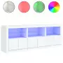 Credenza con Luci LED Bianca 181,5x37x67 cm