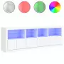 Credenza con Luci LED Bianca 202x37x67 cm