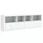 Credenza con Luci LED Bianca 202x37x67 cm