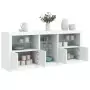 Credenza con Luci LED Bianca 181,5x37x67 cm