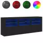 Credenza con Luci LED Nera 181,5x37x67 cm