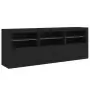 Credenza con Luci LED Nera 181,5x37x67 cm