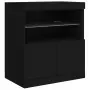 Credenza con Luci LED Nera 181,5x37x67 cm