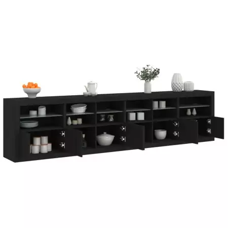 Credenza con Luci LED Nera 283x37x67 cm