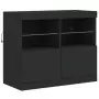 Credenza con Luci LED Nera 283x37x67 cm