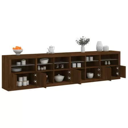 Credenza con Luci LED Rovere Marrone 283x37x67 cm