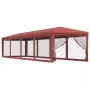 Tenda per Feste con 10 Pareti Laterali in Rete Rosso 3x12m HDPE