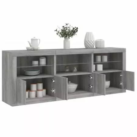 Credenza con Luci LED Grigio Sonoma 181,5x37x67 cm