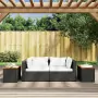 Tavolini Giardino 2pz Neri 55x34x37cm Polyrattan Legno Massello