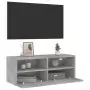 Mobile TV a Parete Grigio Cemento 80x30x30 cm Legno Multistrato