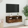 Mobile TV a Parete Rovere Fumo 80x30x30 cm in Legno Multistrato