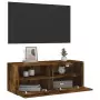 Mobile TV a Parete Rovere Fumo 80x30x30 cm in Legno Multistrato