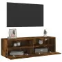 Mobile TV a Parete Rovere Fumo 100x30x30 cm Legno Multistrato