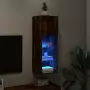 Mobile TV con Luci LED Rovere Fumo 30,5x30x90 cm