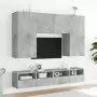 Mobili TV Muro 2pz Grigio Cemento 80x30x30 cm Legno Multistrato