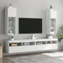 Mobili Porta TV con Luci LED 2 pz Bianchi 30,5x30x90 cm