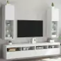 Mobili Porta TV con Luci LED 2 pz Bianchi 30,5x30x102 cm
