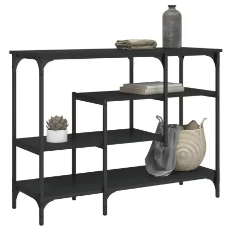 Tavolino Consolle con Ripiani Nero 100x35x75 cm