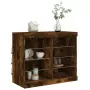 Credenza con Luci LED Rovere Fumo 81x37x67 cm