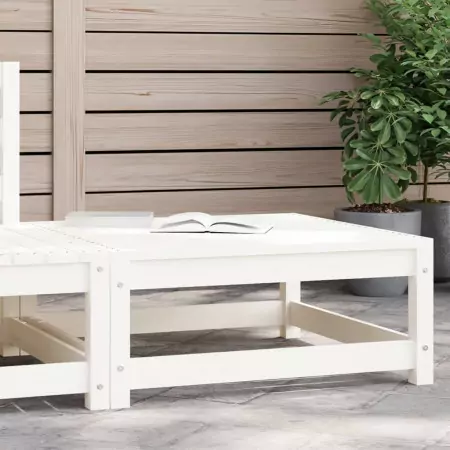 Poggiapiedi da Giardino 70x70x30 cm Legno Massello Pino Bianco