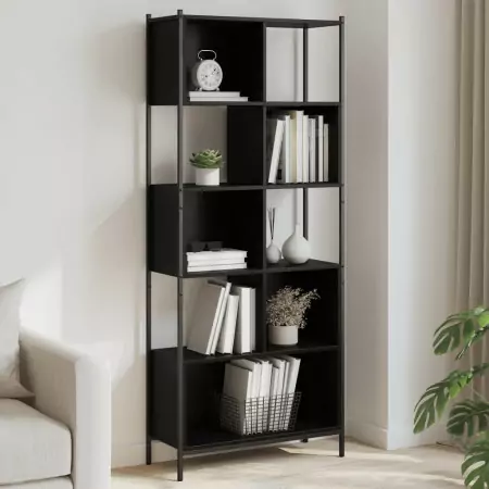 Libreria Nera 72x28x172 cm in Legno Multistrato