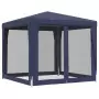 Tenda per Feste con 4 Pareti Laterali in Rete Blu 2,5x2,5m HDPE