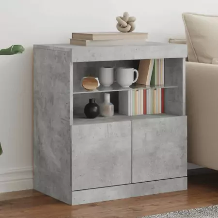 Credenza con Luci LED Grigio Cemento 60x37x67 cm