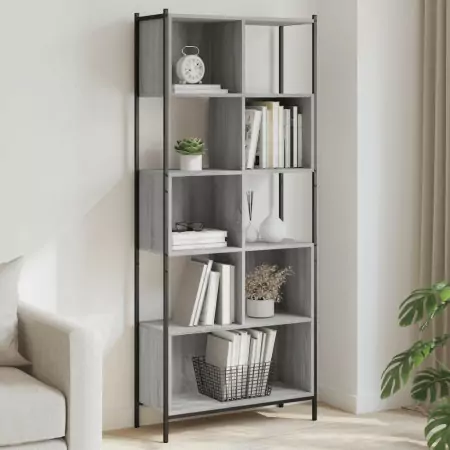 Libreria Grigio Sonoma 72x28x172 cm in Legno Multistrato