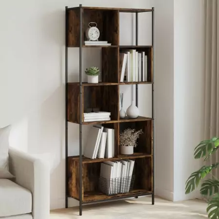 Libreria Rovere Fumo 72x28x172 cm in Legno Multistrato