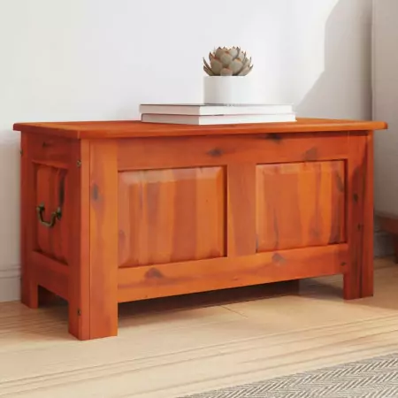 Cassapanca con Coperchio Marrone in Legno Massello di Acacia