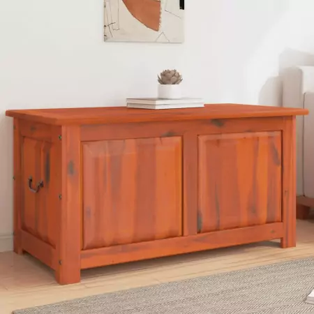 Cassapanca con Coperchio Marrone in Legno Massello di Acacia